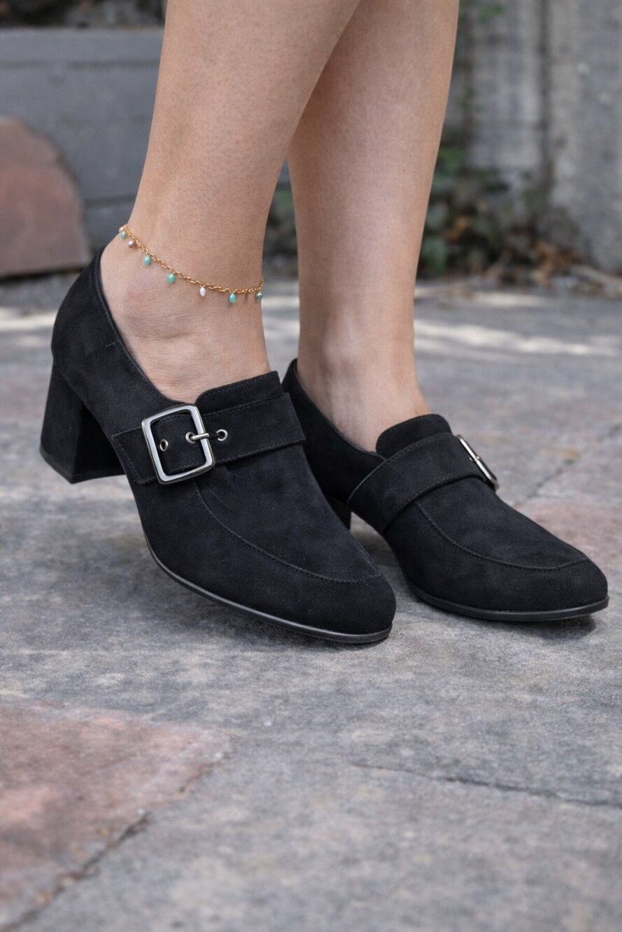 Earthies Rhea Women's Black Suede Leather Pumps Heels Loafers Shoes Size 10